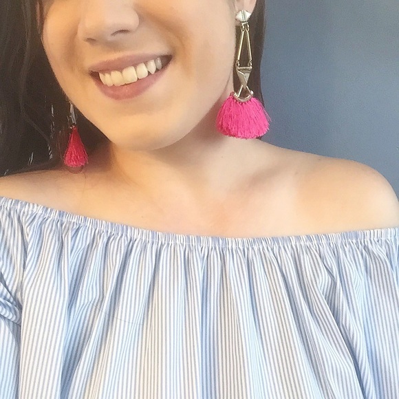 🆑 "Catalina" Earrings || Hot Pink Tassel - Picture 6 of 12